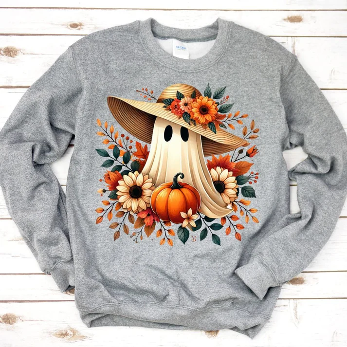 Autumn Ghost Floral Fall Sweatshirt