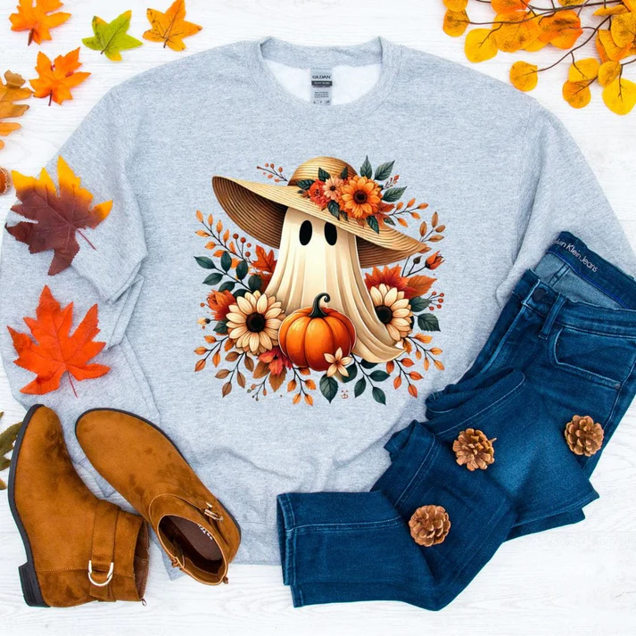 Autumn Ghost Floral Fall Sweatshirt