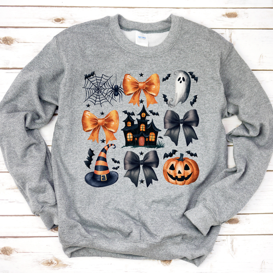 Pumpkin, Bow, Ghost Sweatshirt