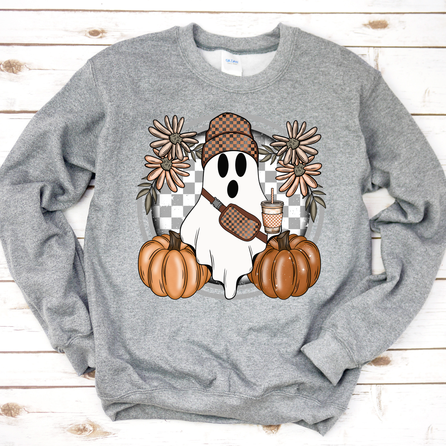 Plaid Pumpkin Ghost Sweatshirt