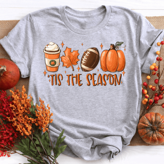 Tis The Season Fall Shirt (Coffee, Leaves, Football, Pumpkin)