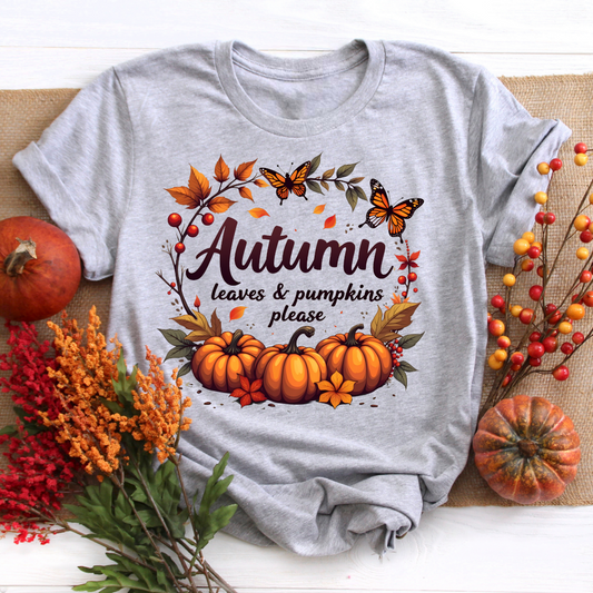 Autumn Leaves & Pumpkin Please Tee