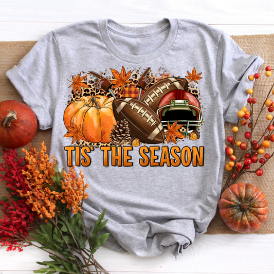 Tis The Season Pumpkin Football Fall Tee