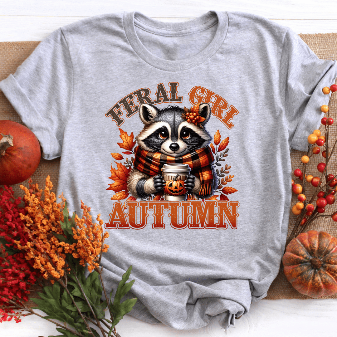 Feral Girl Autumn Racoon Fall Shirt