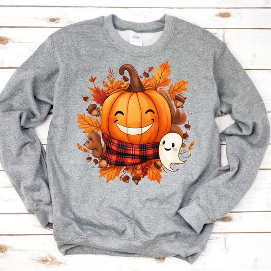 Cute Autumn Pumpkin & Ghost Sweatshirt (G19)